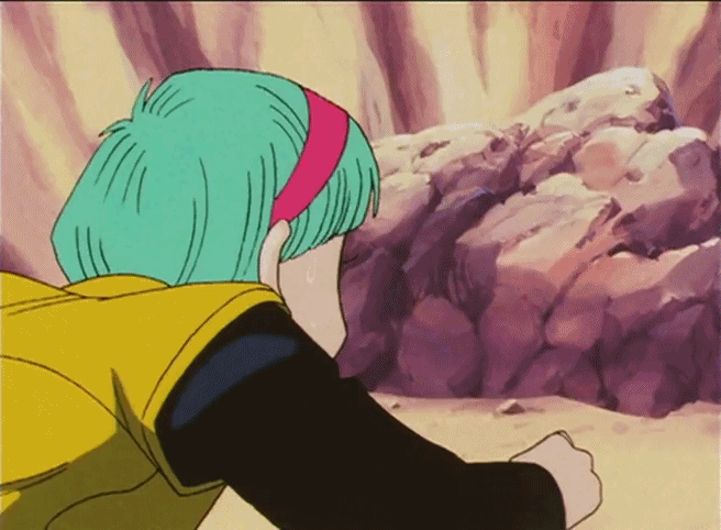 anime ass bulma_brief crawling dragon_ball_z gif rock
