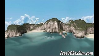 Two tasty 3D lesbian babes doing it on a boat