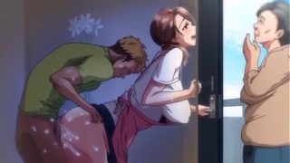 Horny wife getting fucked by big cock delivery guy while talking to her mother in law | Hentai