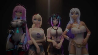 Hentai Vtuber Cosmic Faith in bunny suit squirts close up from behind view in VR (3D / VRCHAT / MMD)