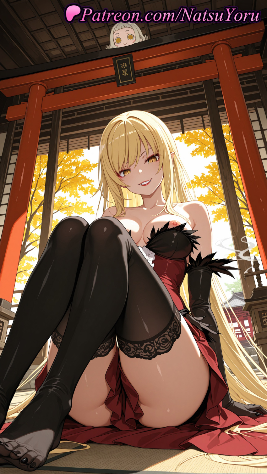 1girl 1girl 1girls 2025 2_girls ai ai_assisted ai_generated anime anime_style architecture areola_slip arm_support artist_name asian ass bakemonogatari bangs bare_shoulders big_breasts big_breasts black_gloves black_legwear black_nails black_thighhighs blonde_hair breasts bust cleavage clothes_between_thighs collarbone dress east_asian_architecture elbow_gloves feet female_focus female_only foot_fetish from_below fur_trim fusuma gloves grin hentai high_quality high_res high_res high_resolution indoors juicy_butt kiss-shot_acerola-orion_heart-under-blade knees_up lace_trim legs lipstick long_hair looking_at_viewer makeup monogatari_(series) multiple_girls nail_polish natsuyoru nipple_slip nipples nipples_outside no_panties no_shoes non-asian on_floor parted_lips patreon pointy_ears porch red_dress shouji sitting sliding_doors slit_pupils smile solo_female solo_focus stable_diffusion stockings stockings strapless strapless_dress tatami thighs toenail_polish toenails toes tree uncensored_nipples vampire very_long_hair voluptuous voluptuous_female yellow_eyes