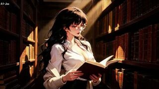 Gap Moe glasses beautiful woman , the private study session in the library.Super temptation.Episode 2. AI-generated