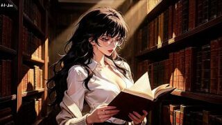 Gap Moe glasses beautiful woman , the private study session in the library.Super temptation.Episode 3. AI-generated